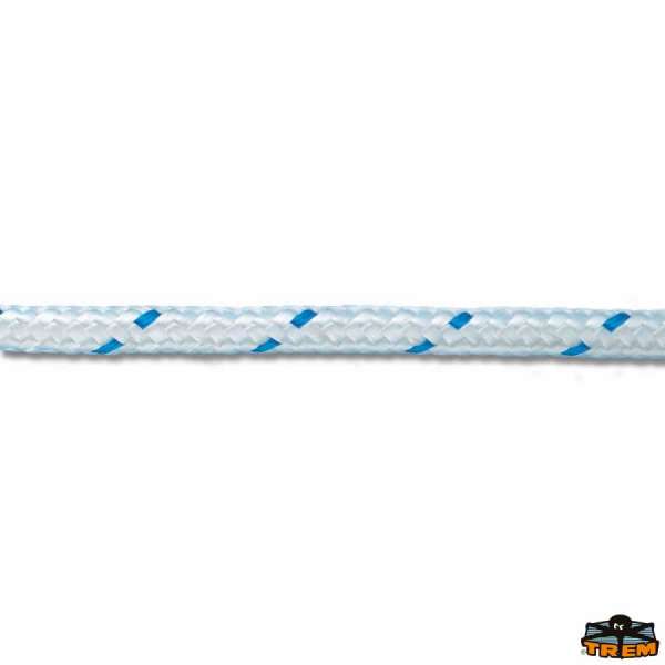 Cima per ancora trecciata in poliestere colore bianco filo segnale blu