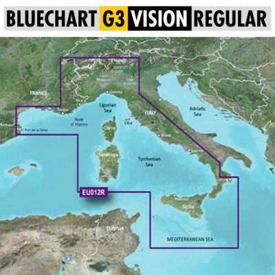 Garmin BlueChart g3 VISION Regular. Mar Mediterraneo centro-ovest. Cartografia SD MicroSD. VEU012R