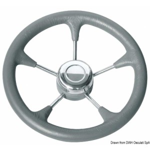 Volante in poliuretano morbido con razze in acciaio inox