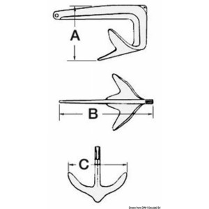 Ancora Trefoil in acciaio inox AISI 316 lucidato a specchio