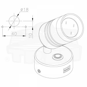 Faretto LED con presa USB Trem Aurora Light