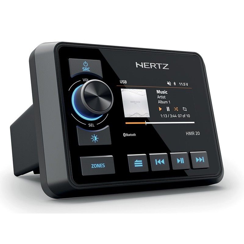 Hertz HMR 20 Ricevitore Multimediale Marino 4x50W Bluetooth 5.0 2 Zone IP66 Display 3" - foto 1