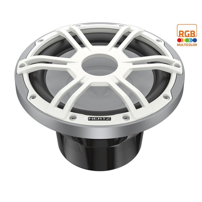 Hertz HMS 10 S2-LD-SW.1 Subwoofer Marino 250 mm 600W 2 Ohm LED Sport Silver White - foto 1