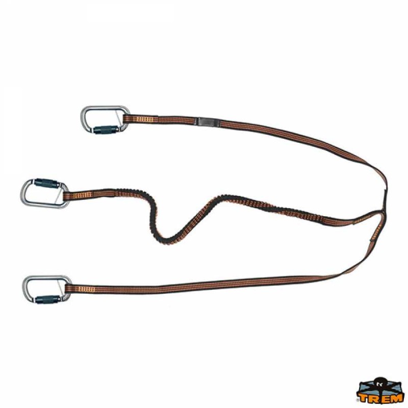 Cordone ombelicale SEGURA per cinture di sicurezza statico + elastico con 3 moschettoni