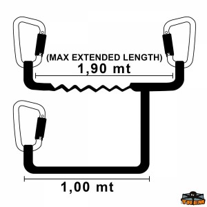Cordone ombelicale SEGURA per cinture di sicurezza statico + elastico con 3 moschettoni