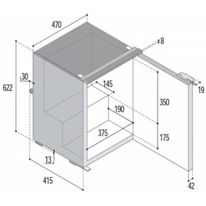 Frigo freezer a compressore VitriFrigo C60i, unità refrigerante interna
