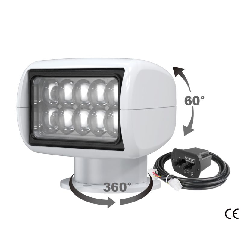 Faro LED orientabile SeaFlo 02 Series con telecomando cablato – Searchlight nautico alta potenza 360° IP65