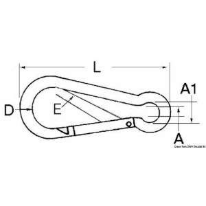 Moschettone in acciaio inox AISI 316 lucidato a specchio