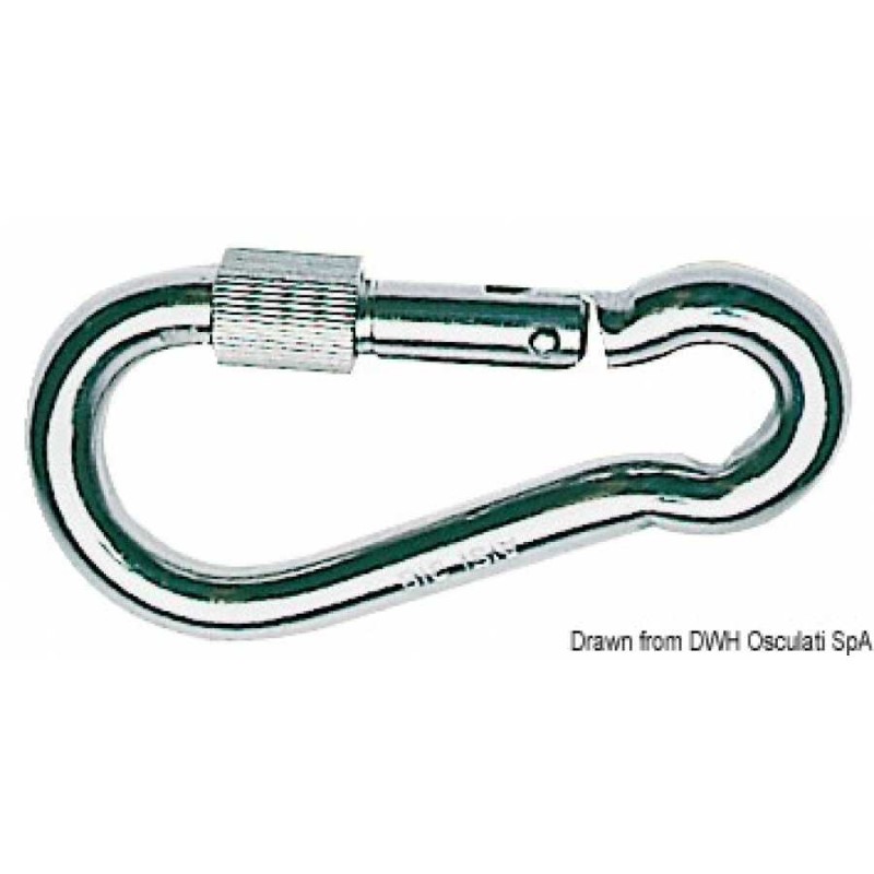 Moschettone in acciaio inox con ghiera di fermo a vite