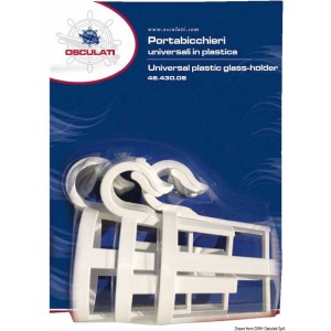 Portabicchieri universali in plastica da installare a scatto su pulpiti o battagliole.