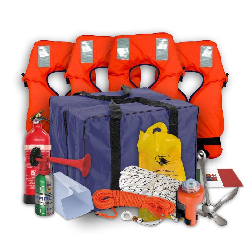 Kit Sicurezza Barca 4 Persone Entro 6 Miglia – Dotazioni Complete in Borsa Impermeabile - foto 1