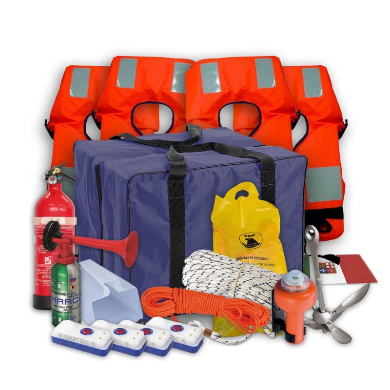 Kit Sicurezza Barca 4 Persone Entro 12 Miglia – Dotazioni Complete in Borsa Impermeabile - foto 1