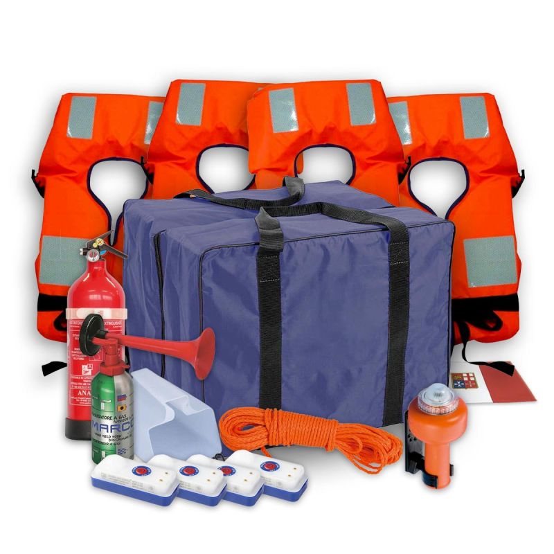 Kit Sicurezza Barca 4 Persone Entro 12 Miglia – Dotazioni Complete in Borsa Impermeabile - foto 1