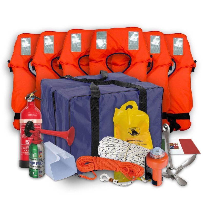 Kit Sicurezza Barca 6 Persone Entro 6 Miglia – Dotazioni Complete in Borsa Impermeabile - foto 1