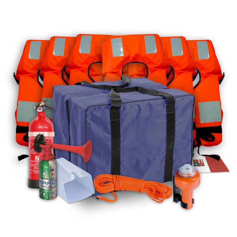 Kit Sicurezza Barca 6 Persone Entro 6 Miglia – Dotazioni Complete in Borsa Impermeabile - foto 1