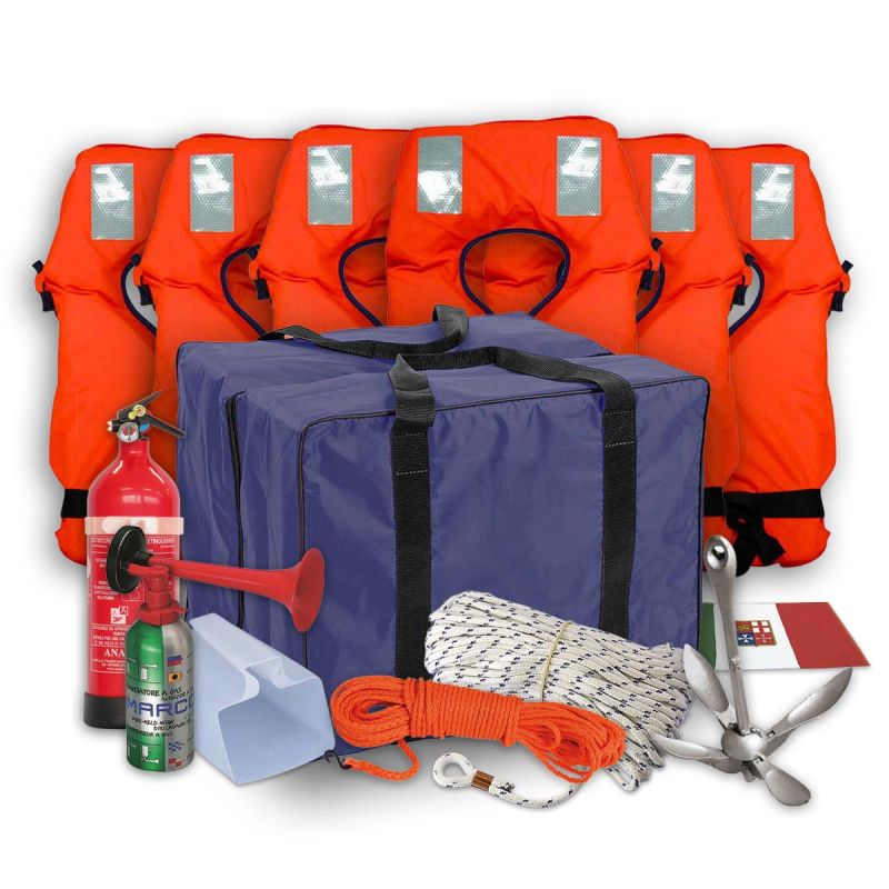 Kit Sicurezza Barca 6 Persone Entro 3 Miglia – Dotazioni Complete in Borsa Impermeabile - foto 1